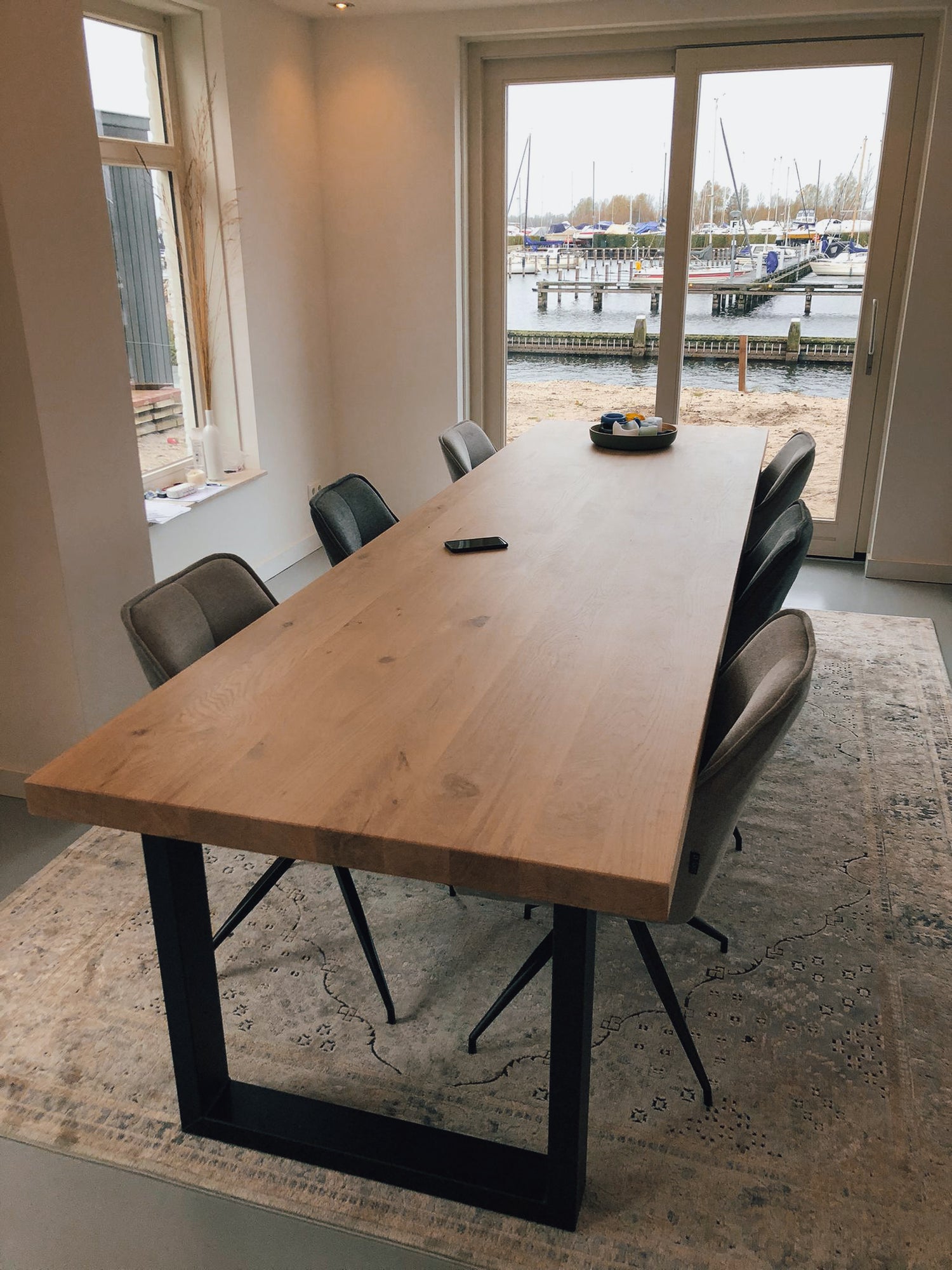 rechte eiken eettafel U-poot