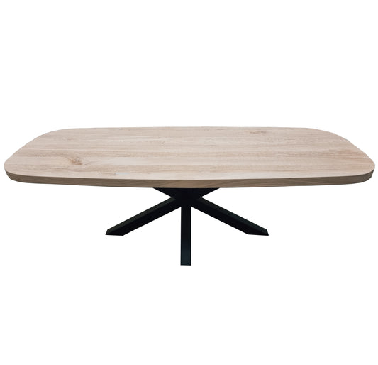 Deens ovale eettafel 4cm blad met vierkante spinpoot