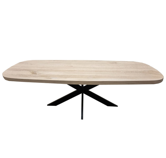 Deens ovale eettafel 4 cm blad met smalle spinpoot