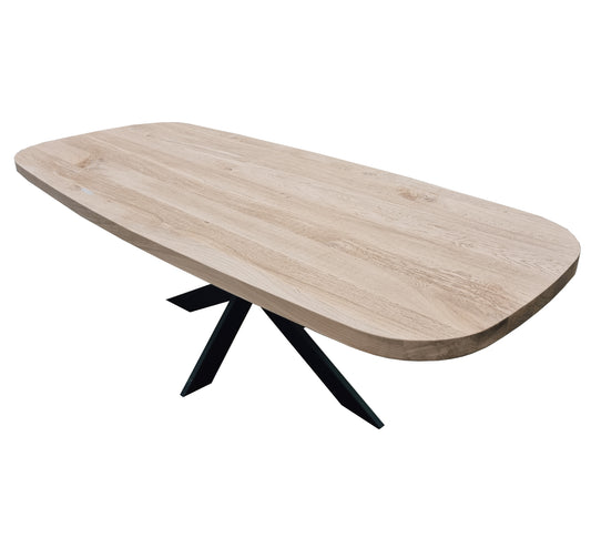 Deens ovale eettafel 4 cm blad met smalle spinpoot