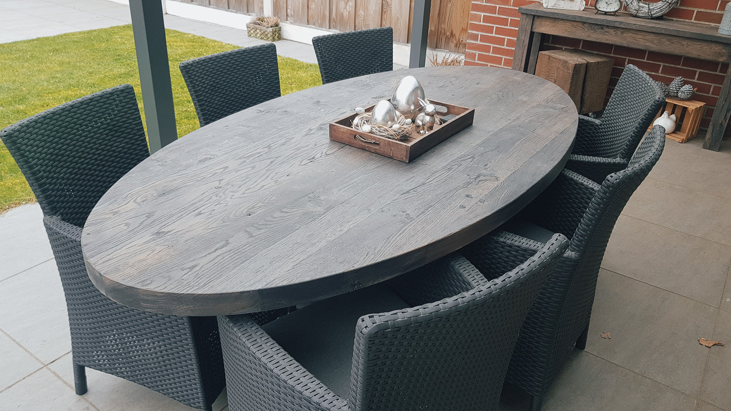 Ovale eettafel -  4 CM - spinpoot 8x8