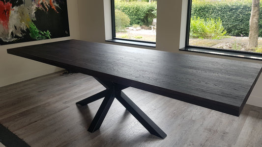 Rechthoekige eettafel -  4 CM -  Spinpoot koker 8 x 8